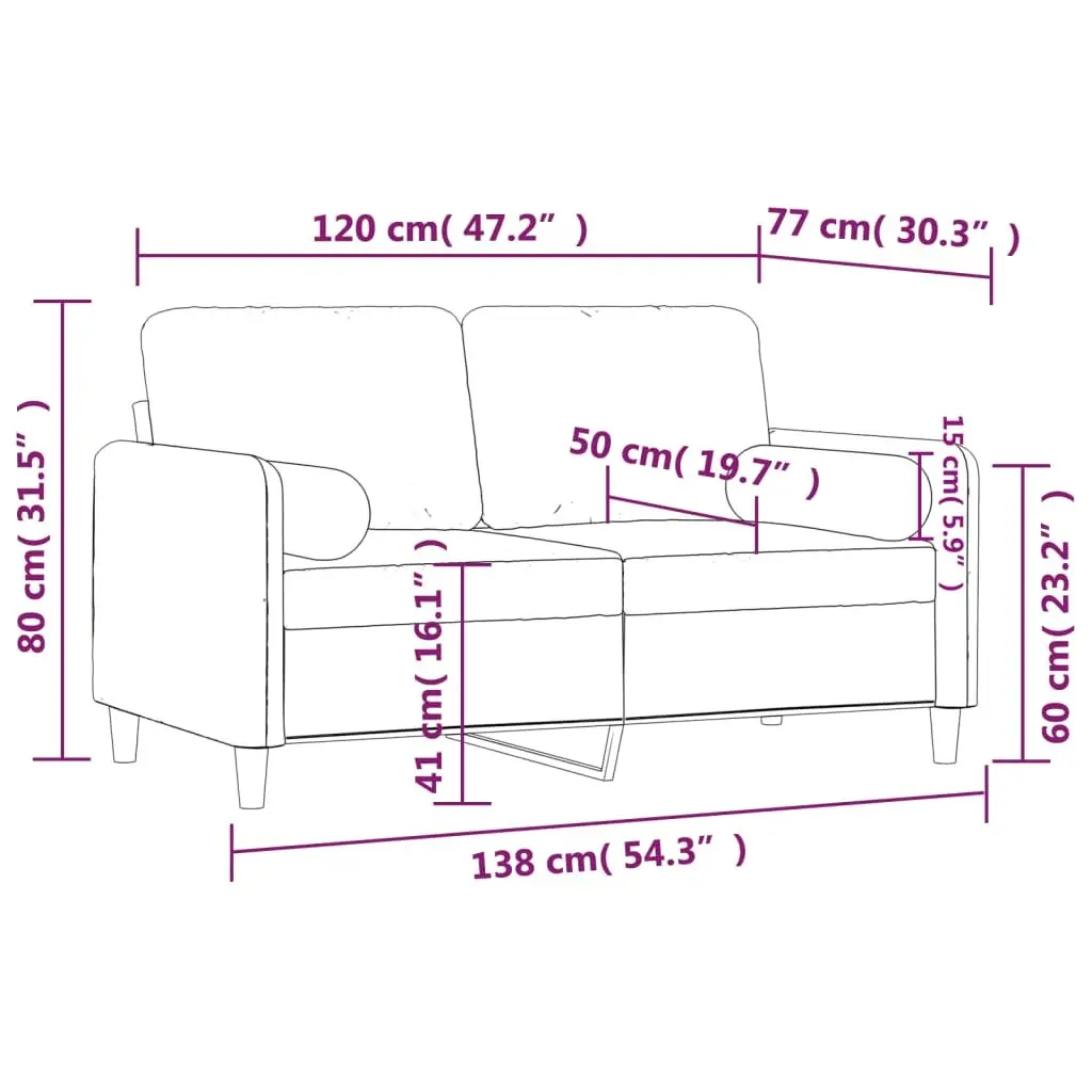 2-Seater Sofa Grey Velvet Modern Living Room Couch