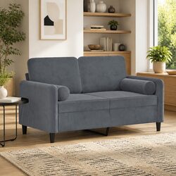 Comfortable and Practical Grey Velvet 2-Seater Sofa
