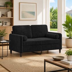 Cozy Black 2-Seater Sofa with Luxury Velvet Touch