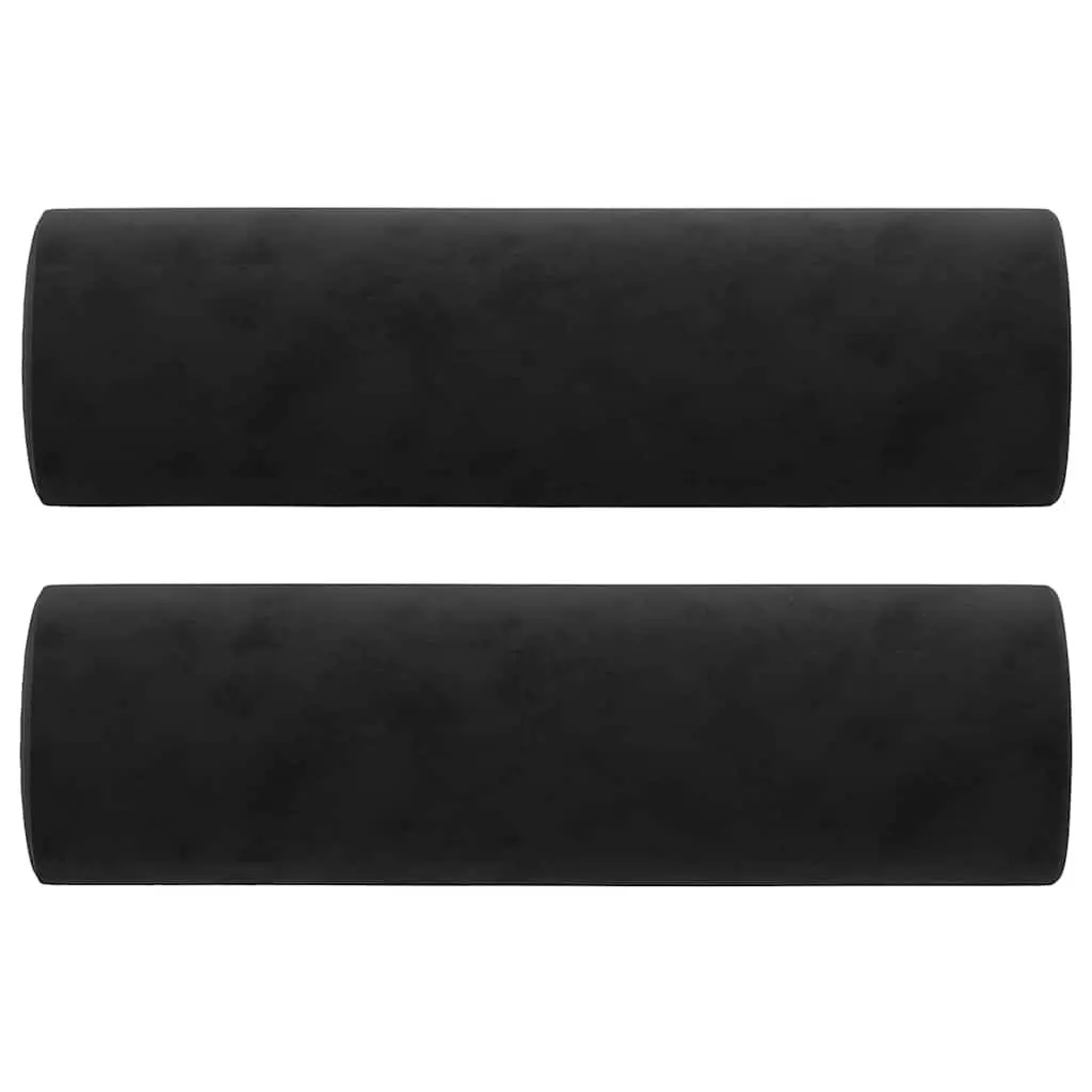 2-Seater Sofa Velvet Black 120cm Modern Lounge Couch with Throw Pillows