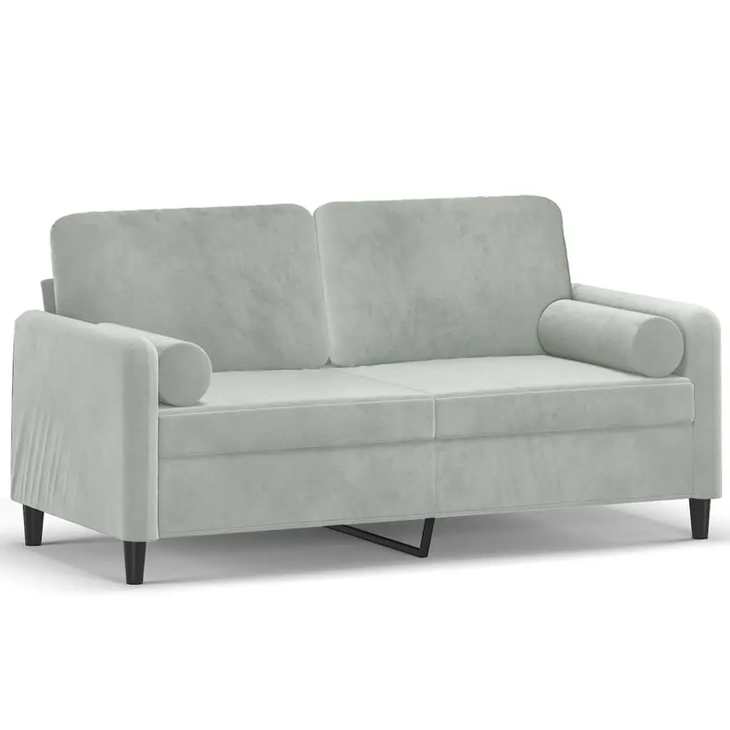 Grey Velvet 2-Seater Sofa with Added Comfort