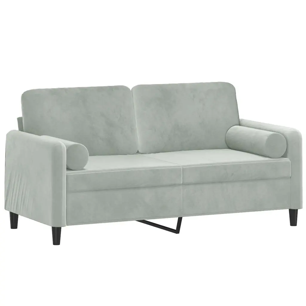 Grey Velvet 2-Seater Sofa with Added Comfort