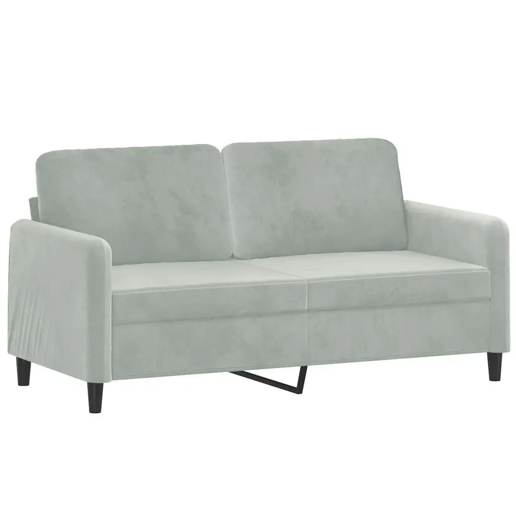 Grey Velvet 2-Seater Sofa with Added Comfort