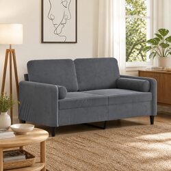 Reliable and Practical 2-Seater Sofa in Grey Velvet