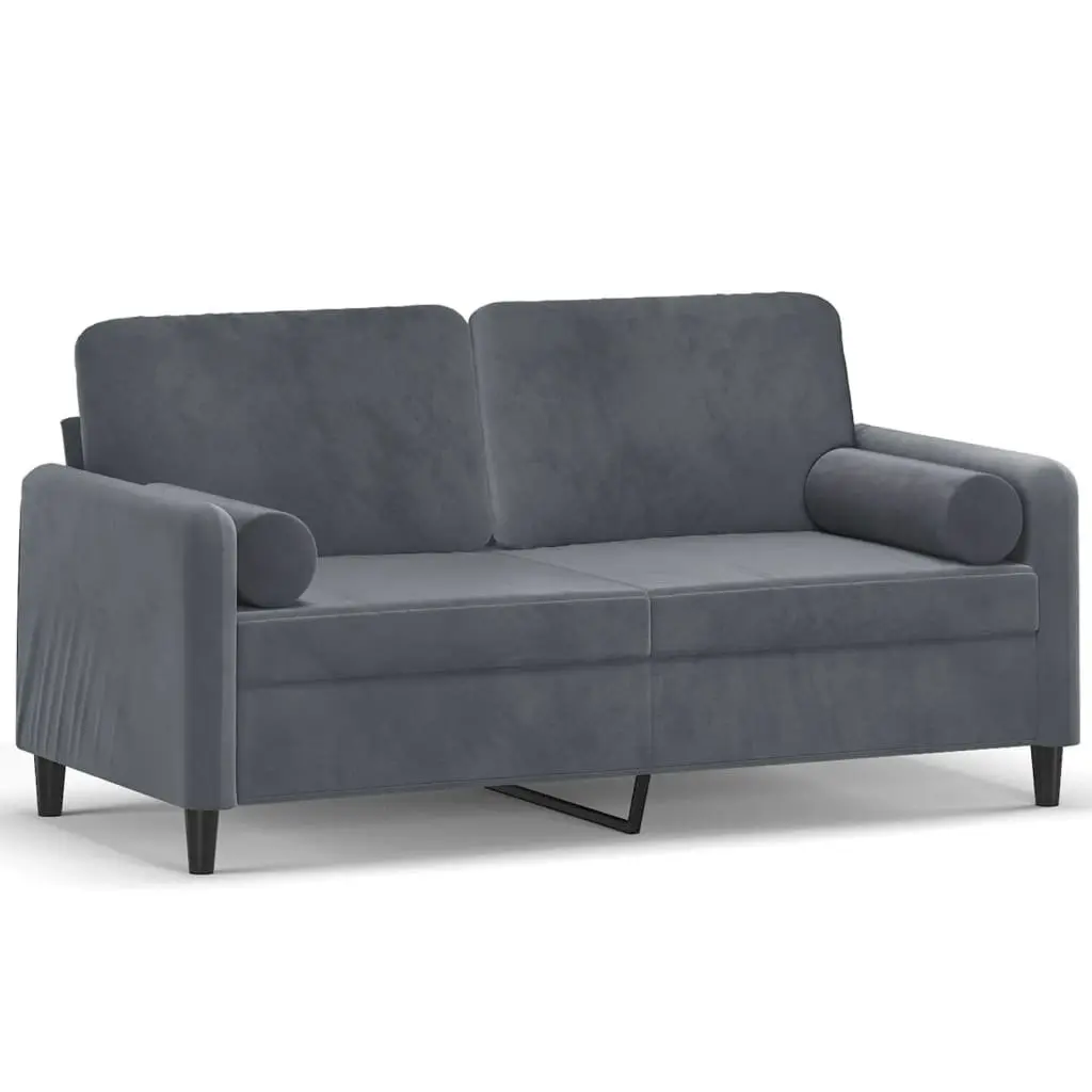 2-Seater Sofa Grey Velvet Modern Living Room Lounge Couch