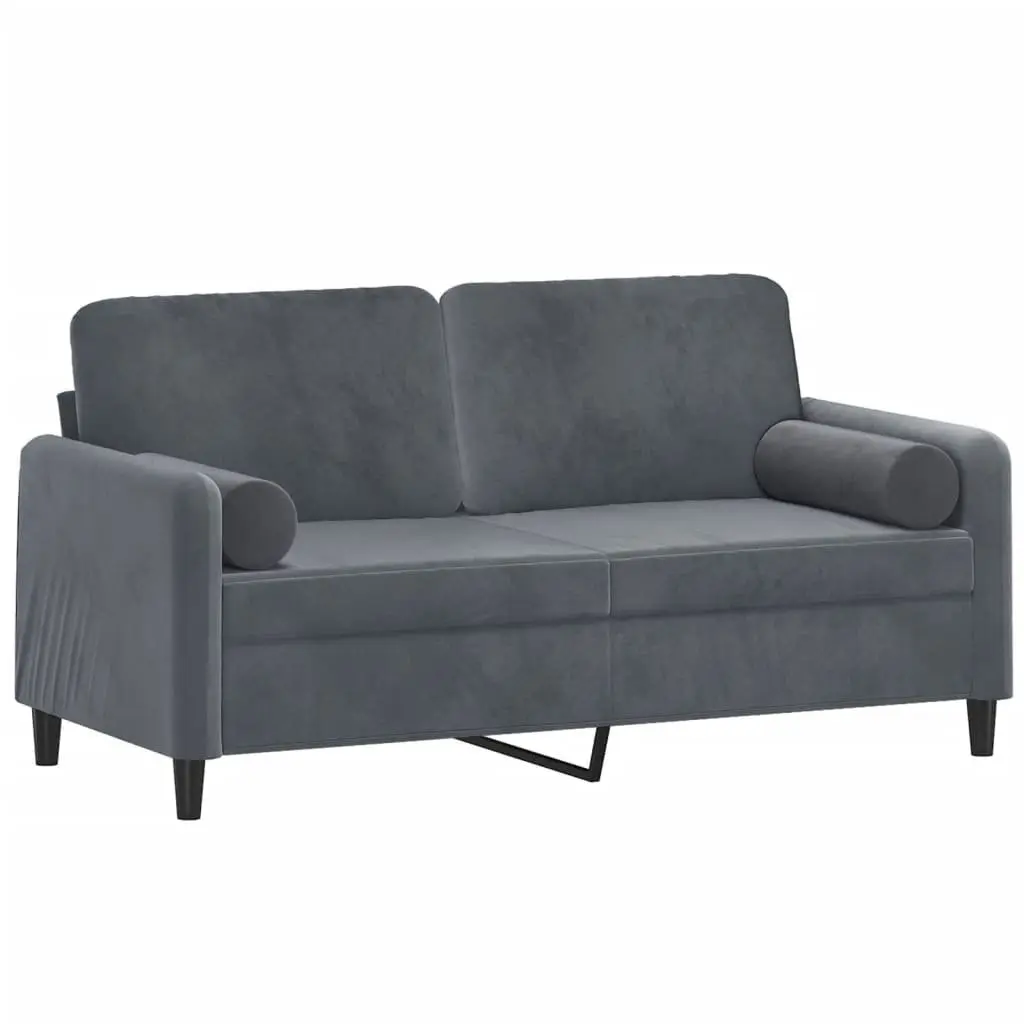 2-Seater Sofa Grey Velvet Modern Living Room Lounge Couch