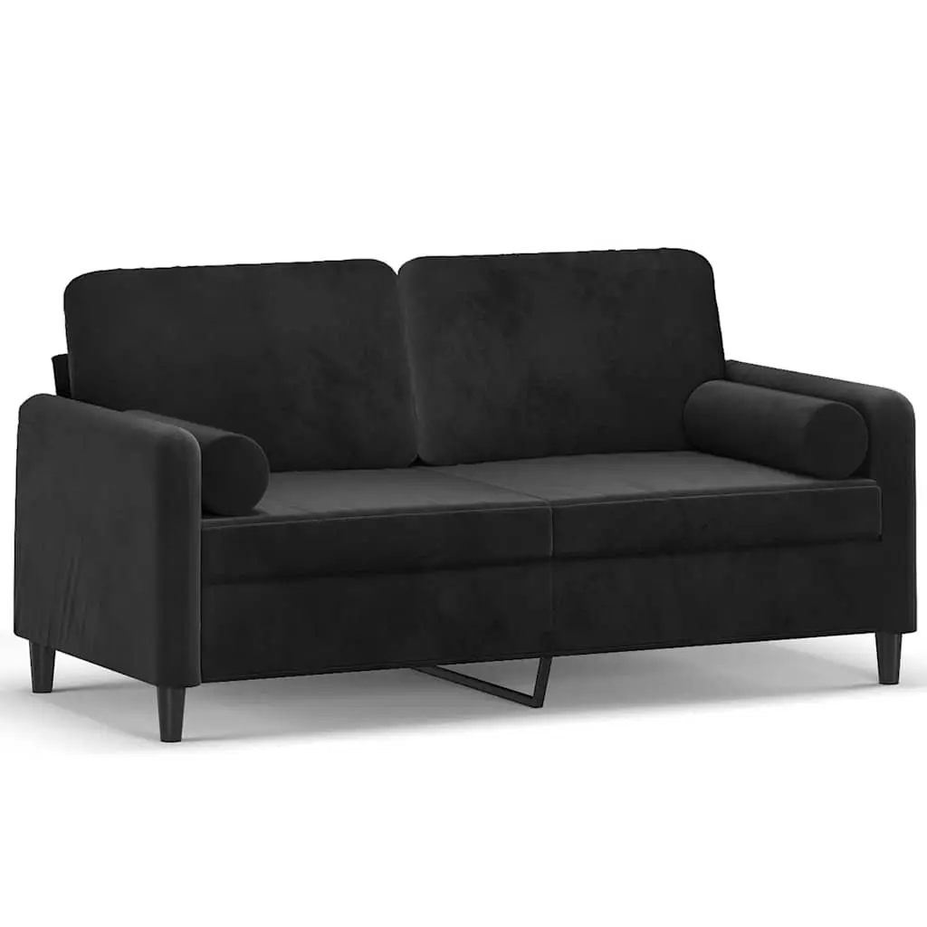 2-Seater Sofa Black 140cm Modern Lounge Velvet Couch