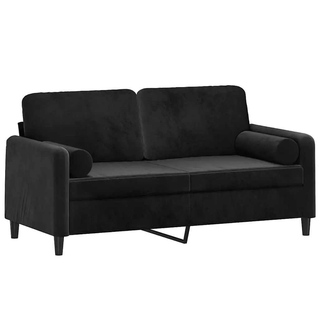 2-Seater Sofa Black 140cm Modern Lounge Velvet Couch