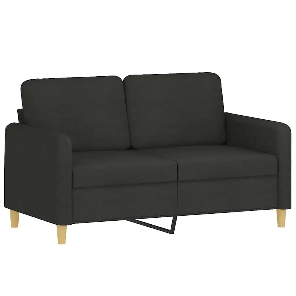 Fabric Sofa 2-Seater Lounge Black 120cm with Throw Pillows