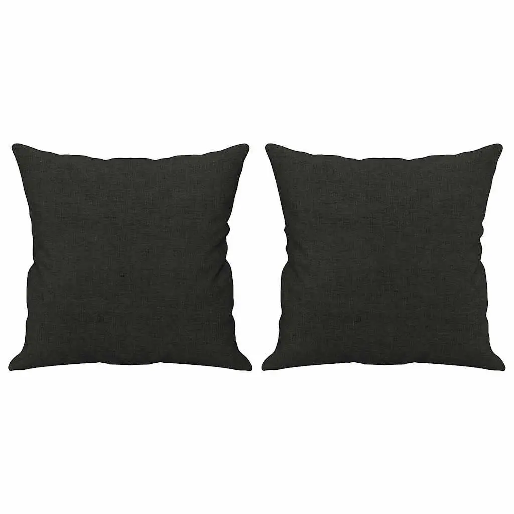 Lounge Couch Black Fabric 2-Seater 140cm with Throw Pillows