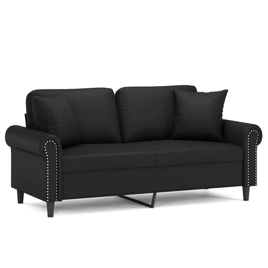 2-Seater Sofa Black 140cm Modern Lounge Faux Leather