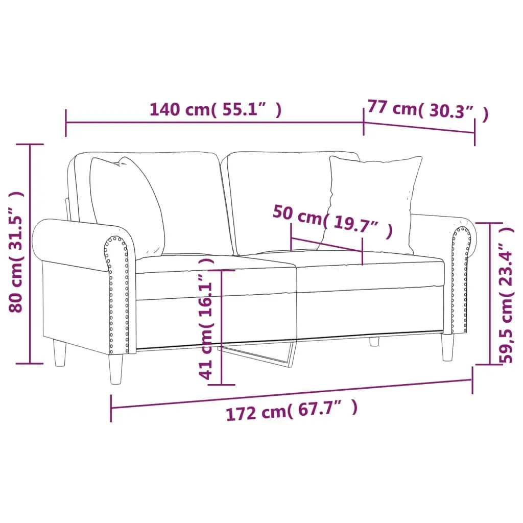 2-Seater Sofa Black 140cm Modern Lounge Faux Leather