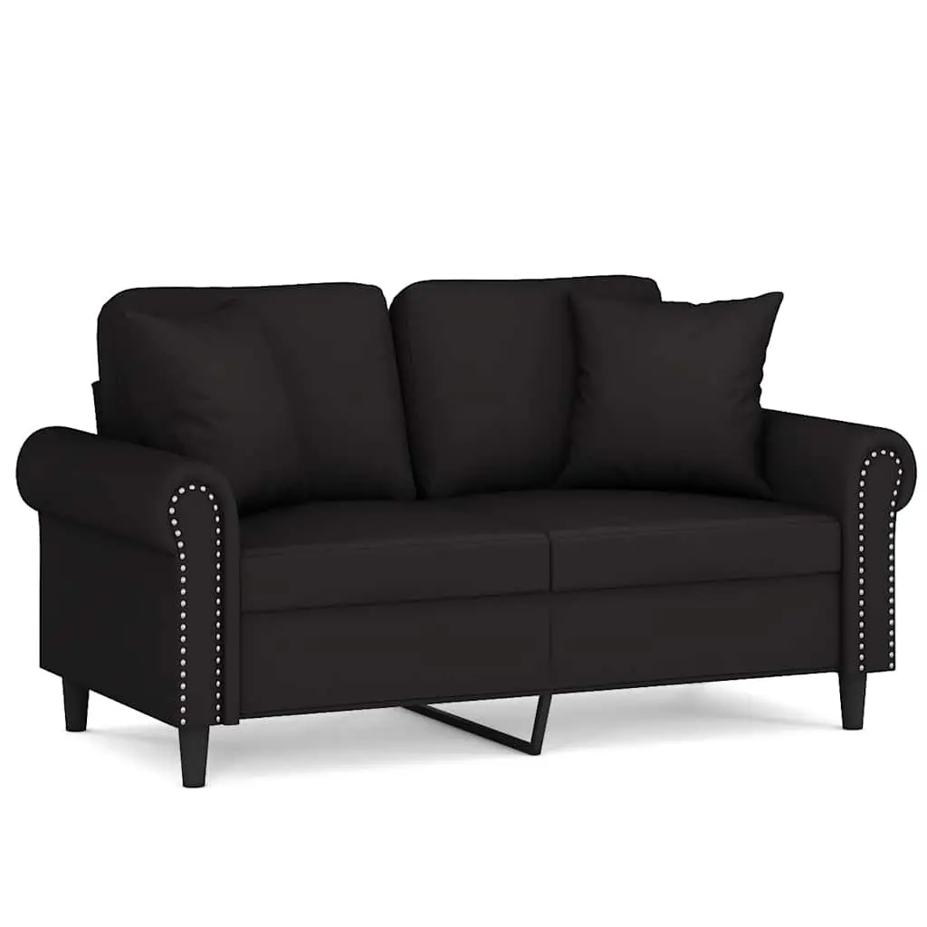 2-Seater Sofa Black Velvet 120cm Modern Lounge Couch