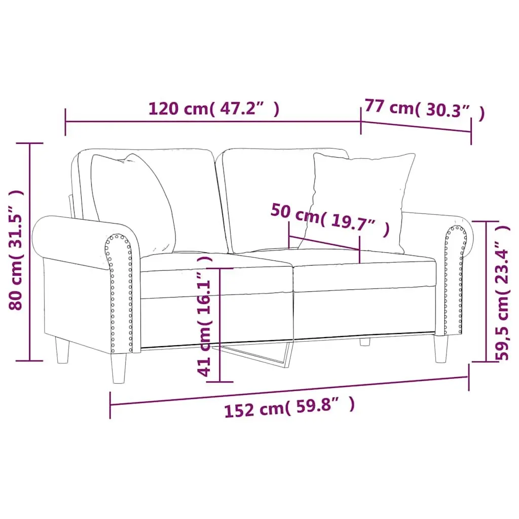 2-Seater Sofa Black Velvet 120cm Modern Lounge Couch