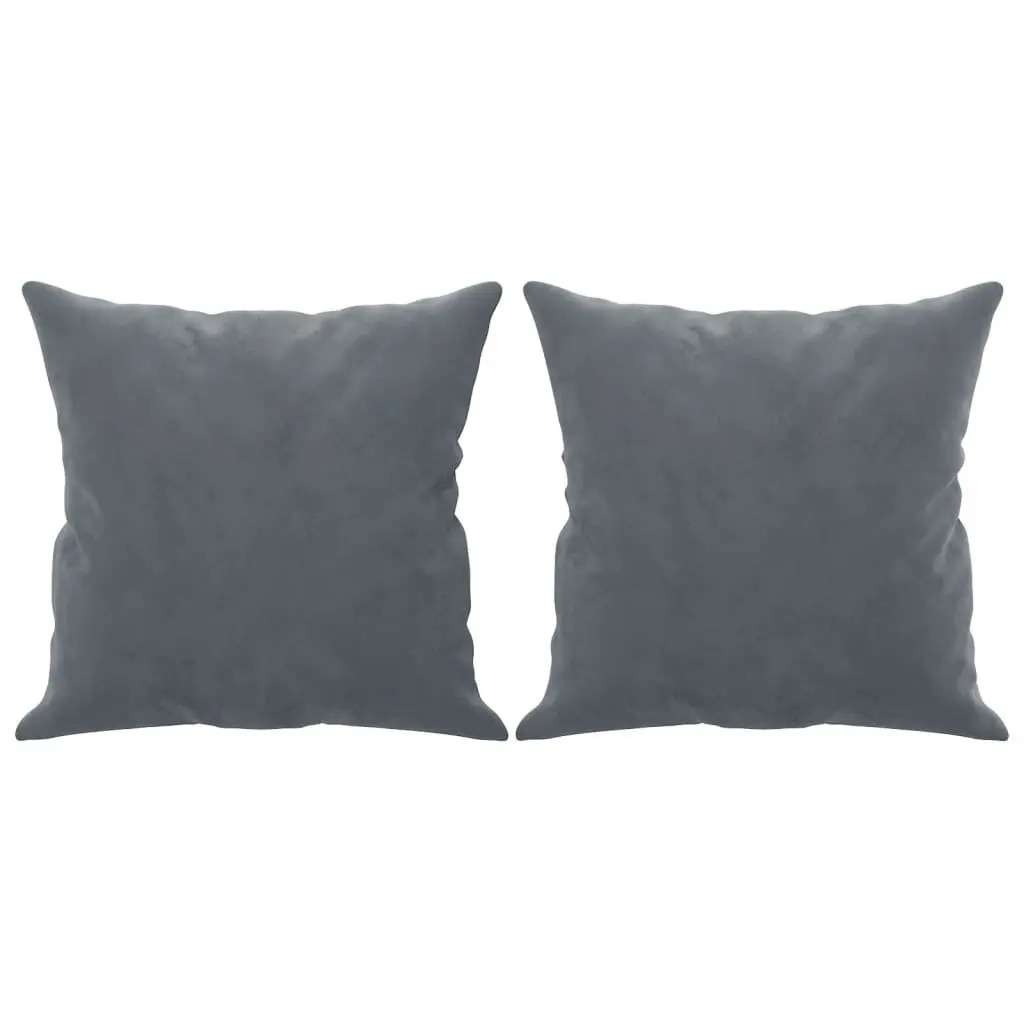 2-Seater Sofa Modern Velvet Seating Grey with Throw Pillows