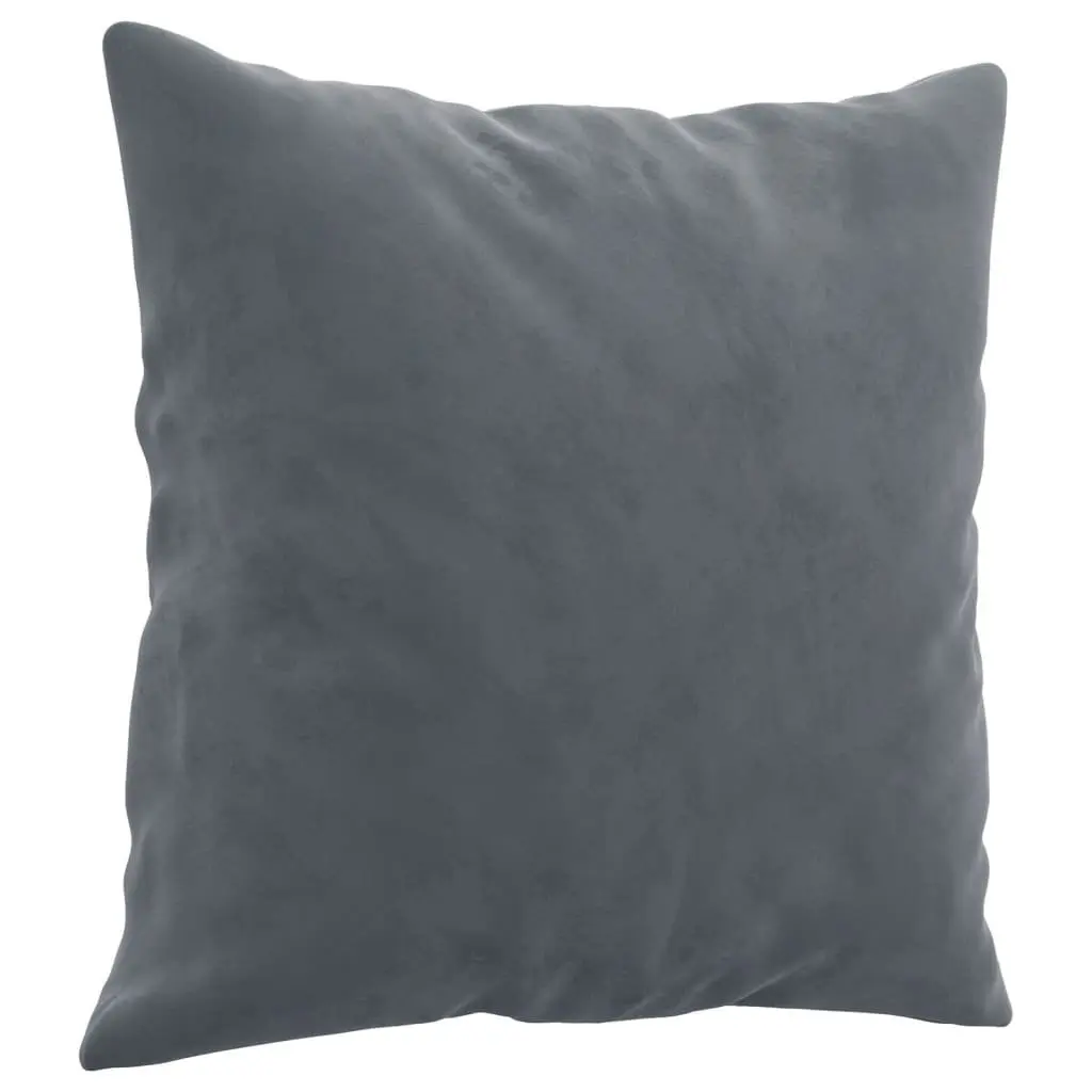 2-Seater Sofa Modern Velvet Seating Grey with Throw Pillows