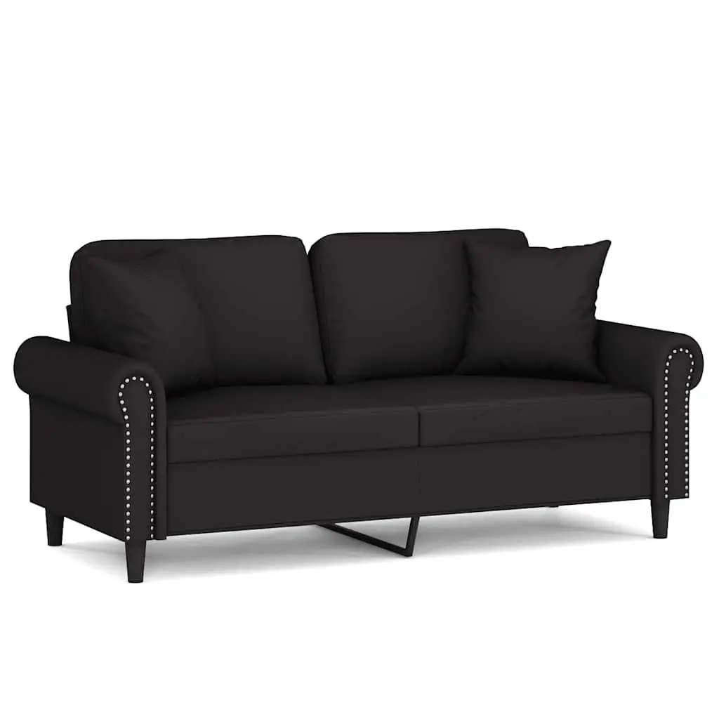 2-Seater Sofa Black 140cm Modern Lounge Velvet Couch
