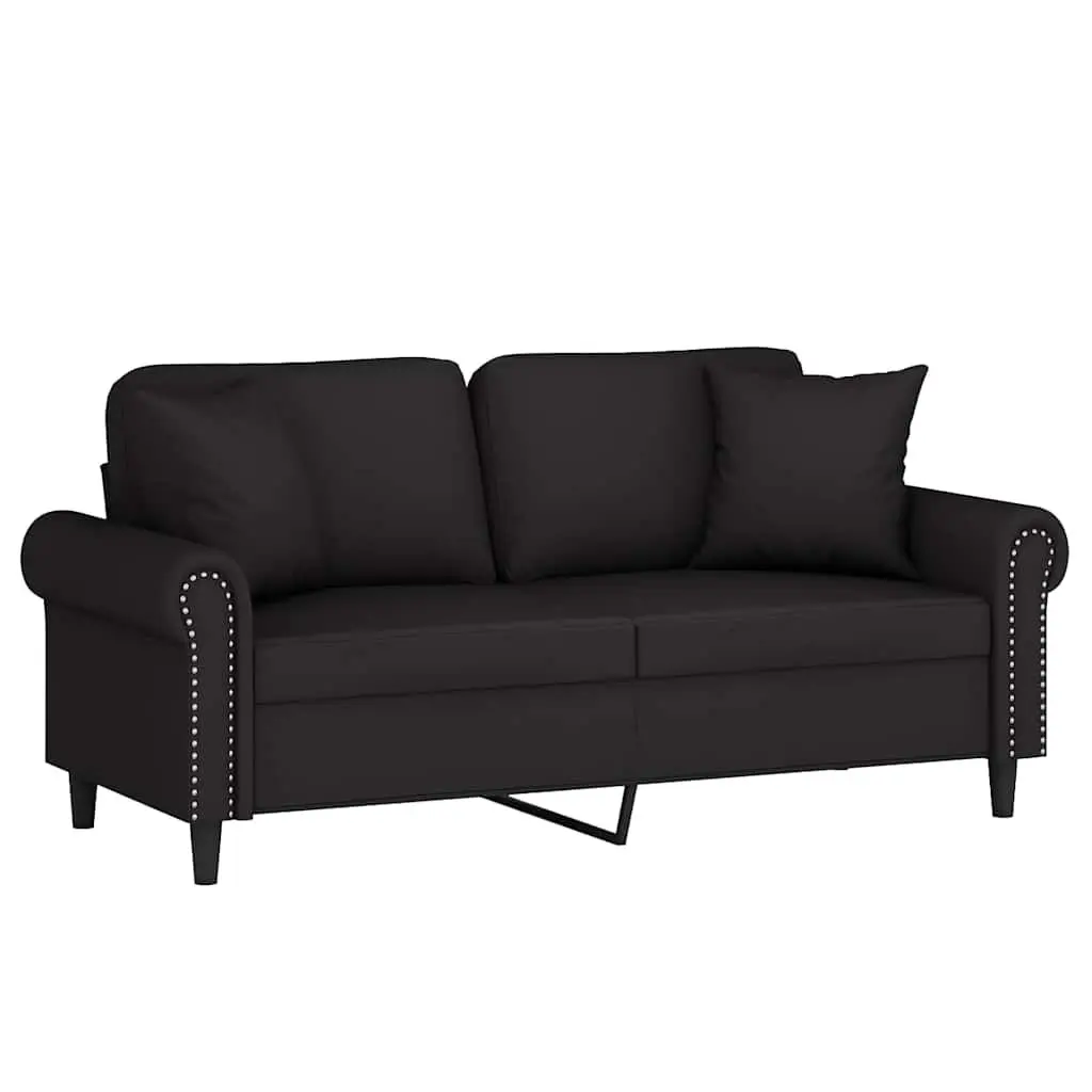 2-Seater Sofa Black 140cm Modern Lounge Velvet Couch