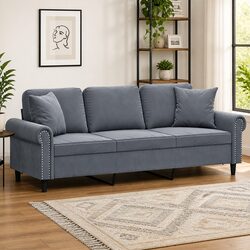Comfortable 3-Seater Grey Sofa with Pillows - Great Value