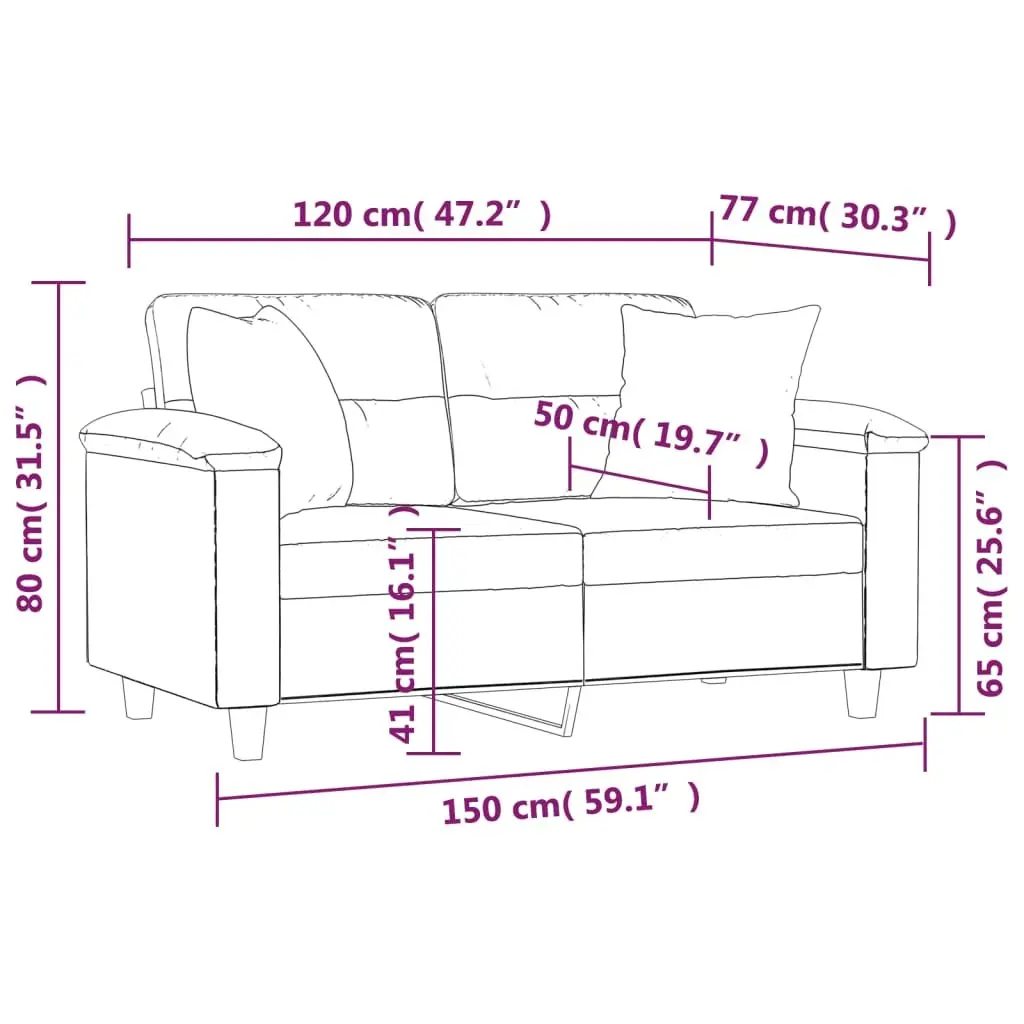 Grey 2-Seater Sofa with Comfy Pillows