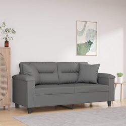 Comfortable 2-Seater Sofa in Grey Microfibre, Ideal Value
