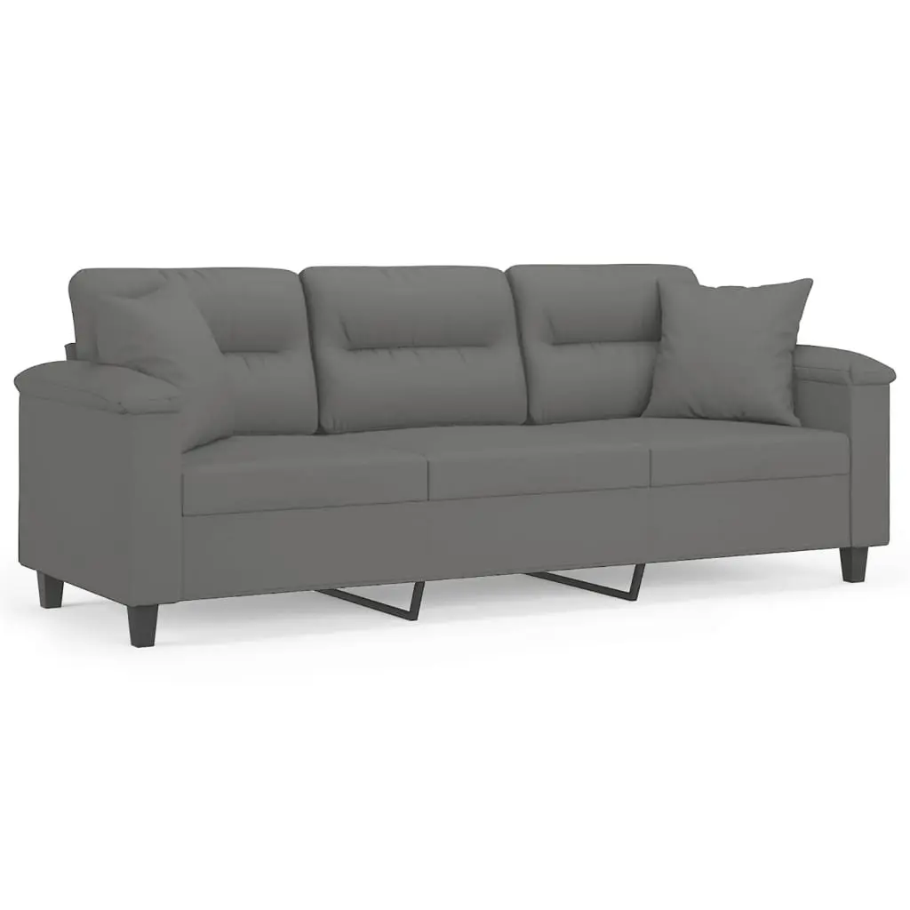 3-Seater Sofa Grey Lounge Modern Living Room Couch 180cm