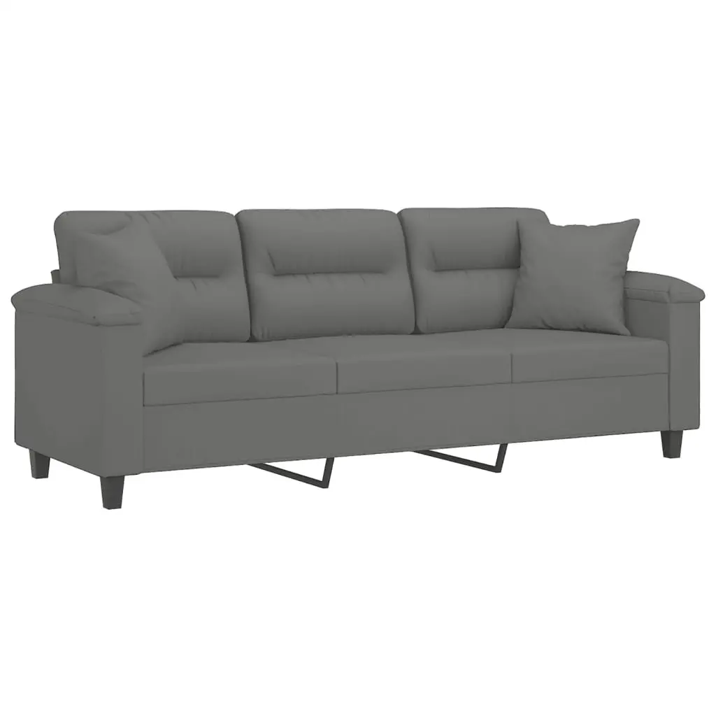 3-Seater Sofa Grey Lounge Modern Living Room Couch 180cm