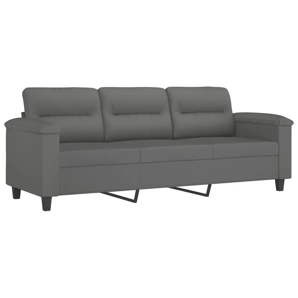 3-Seater Sofa Grey Lounge Modern Living Room Couch 180cm
