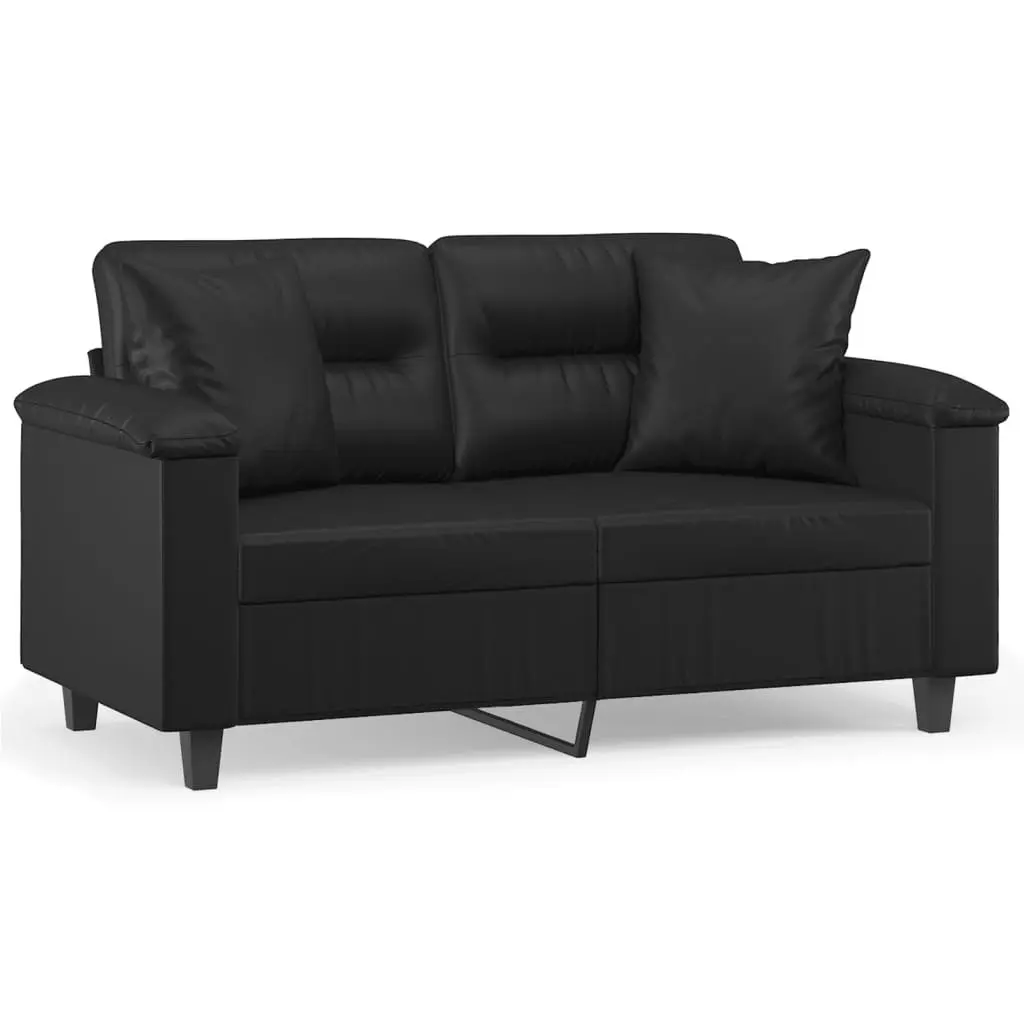 2-Seater Sofa Lounge Couch Modern Black Faux Leather 120cm