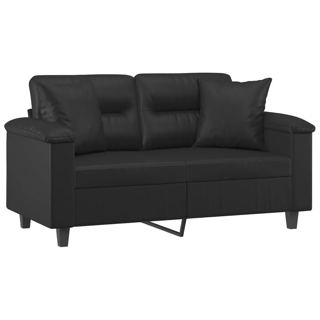 2-Seater Sofa Lounge Couch Modern Black Faux Leather 120cm