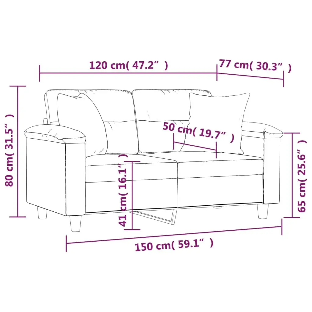 2-Seater Sofa Lounge Couch Modern Black Faux Leather 120cm