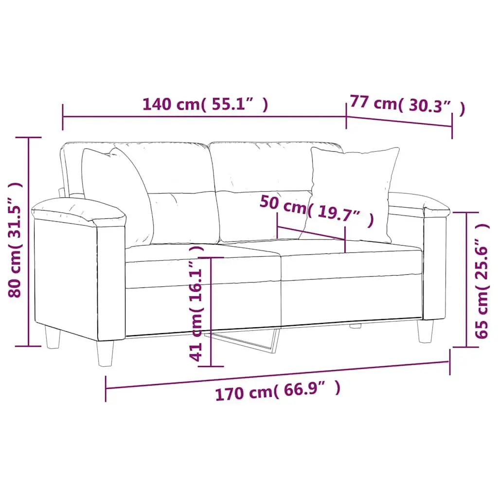 2-Seater Sofa Black Faux Leather Modern Lounge Couch 140cm