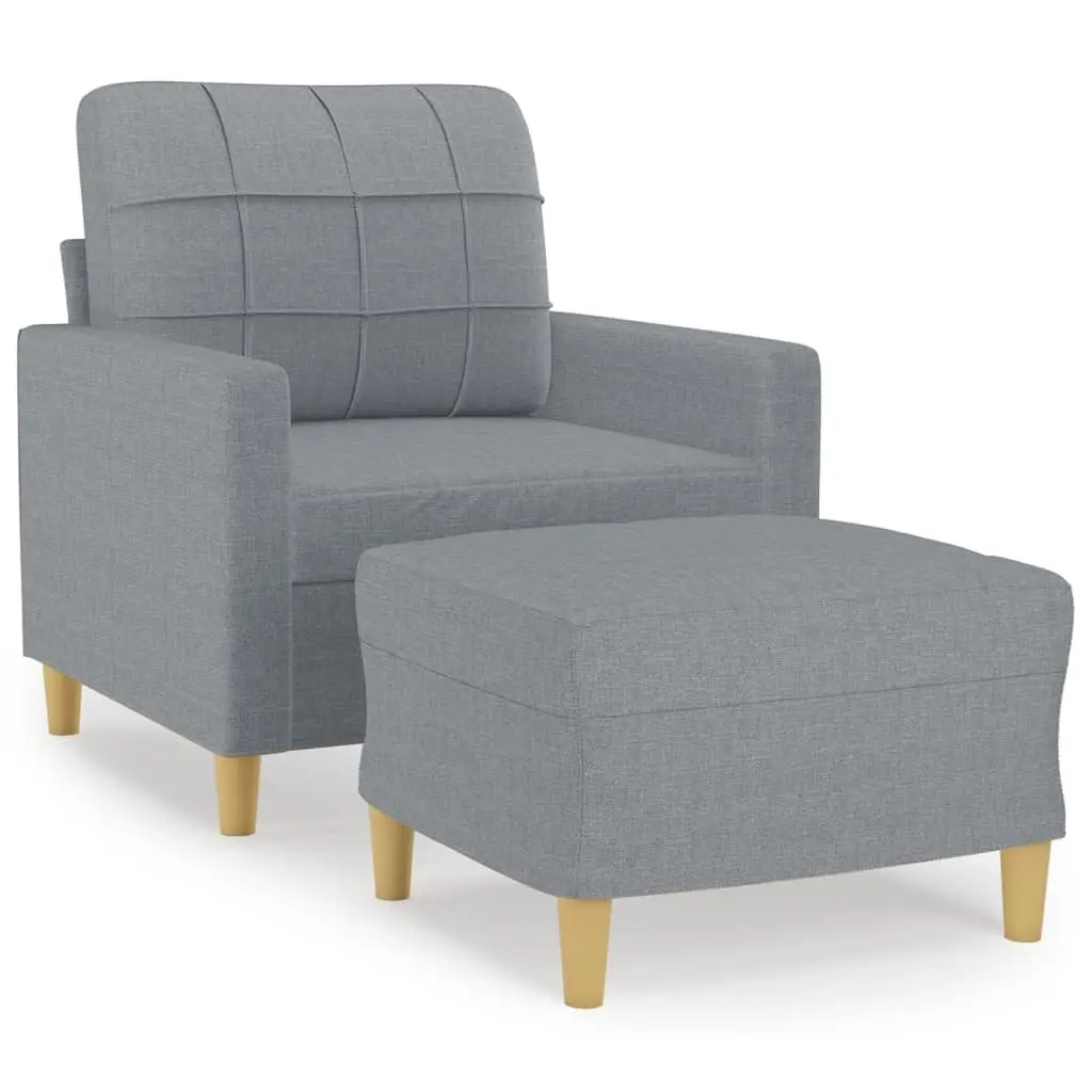 Sofa Chair with Footstool for Reading Relaxing Compact Grey