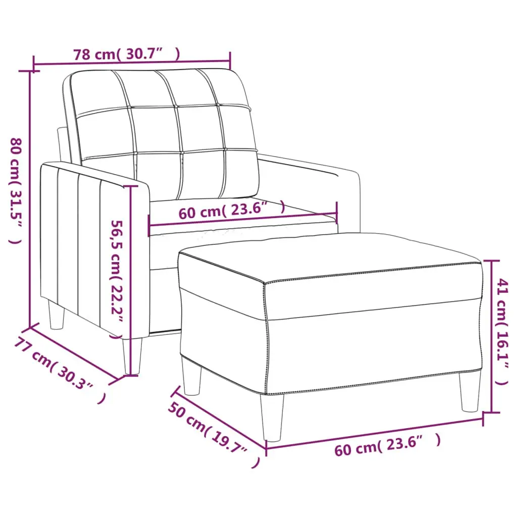 Sofa Chair with Footstool for Reading Relaxing Compact Grey