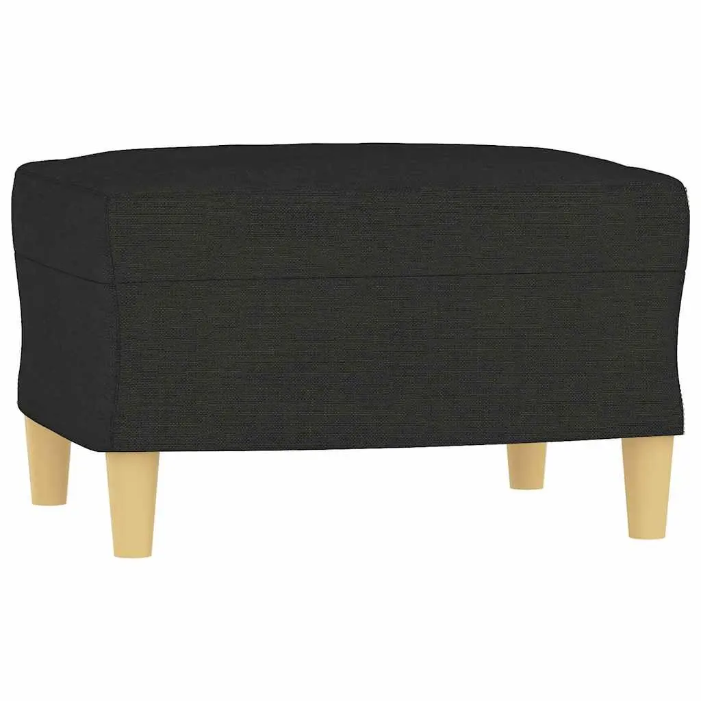 3-Seater Sofa with Footstool Black 180cm Living Room Furniture Lounge Couch