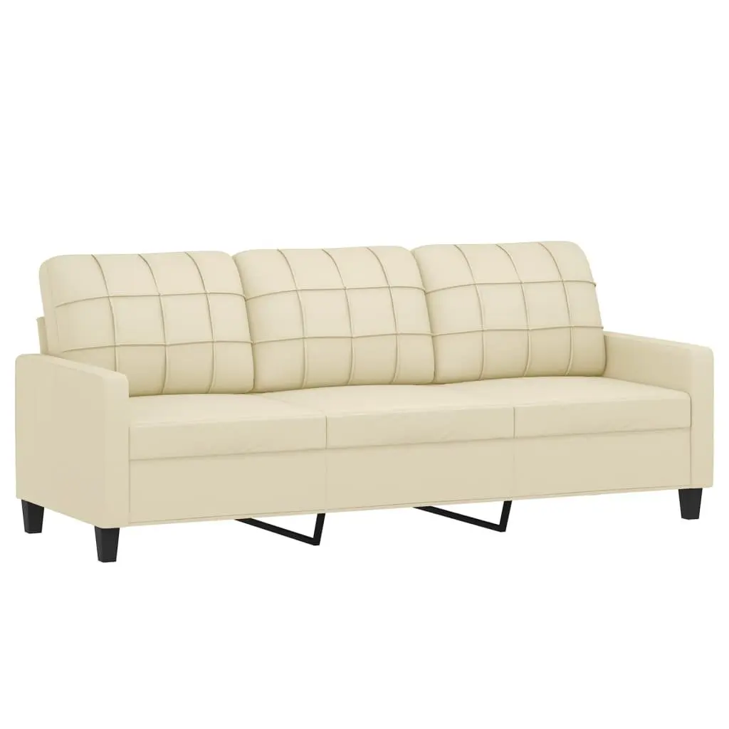 3-Seater Sofa with Footstool in Faux Leather