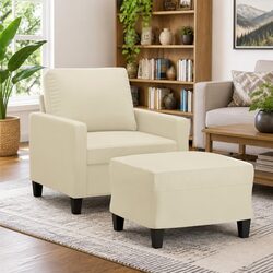Reliable and Comfortable Cream Faux Leather Sofa Chair