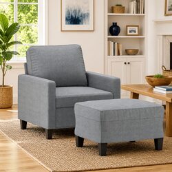 Comfortable Grey Sofa Chair with Footstool for Your Home