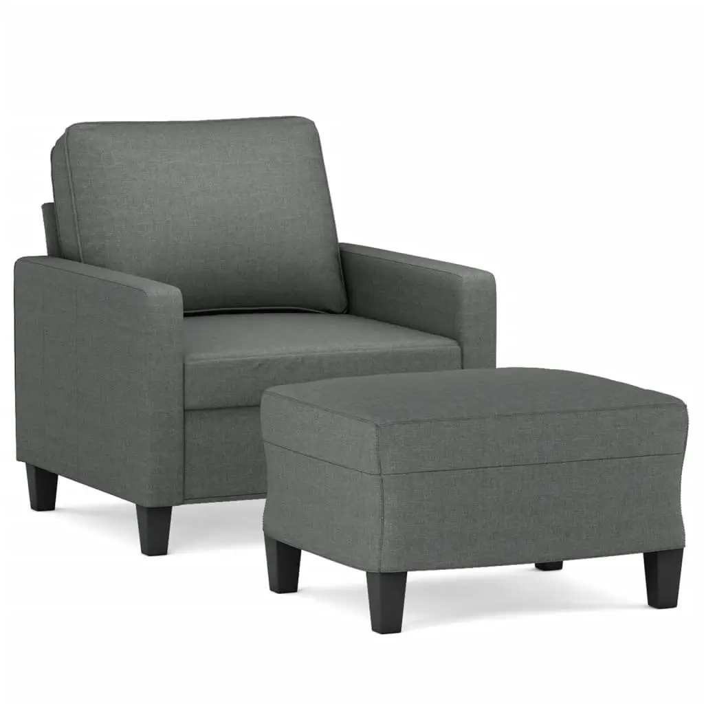 Grey Sofa Chair with Footstool for Relaxation