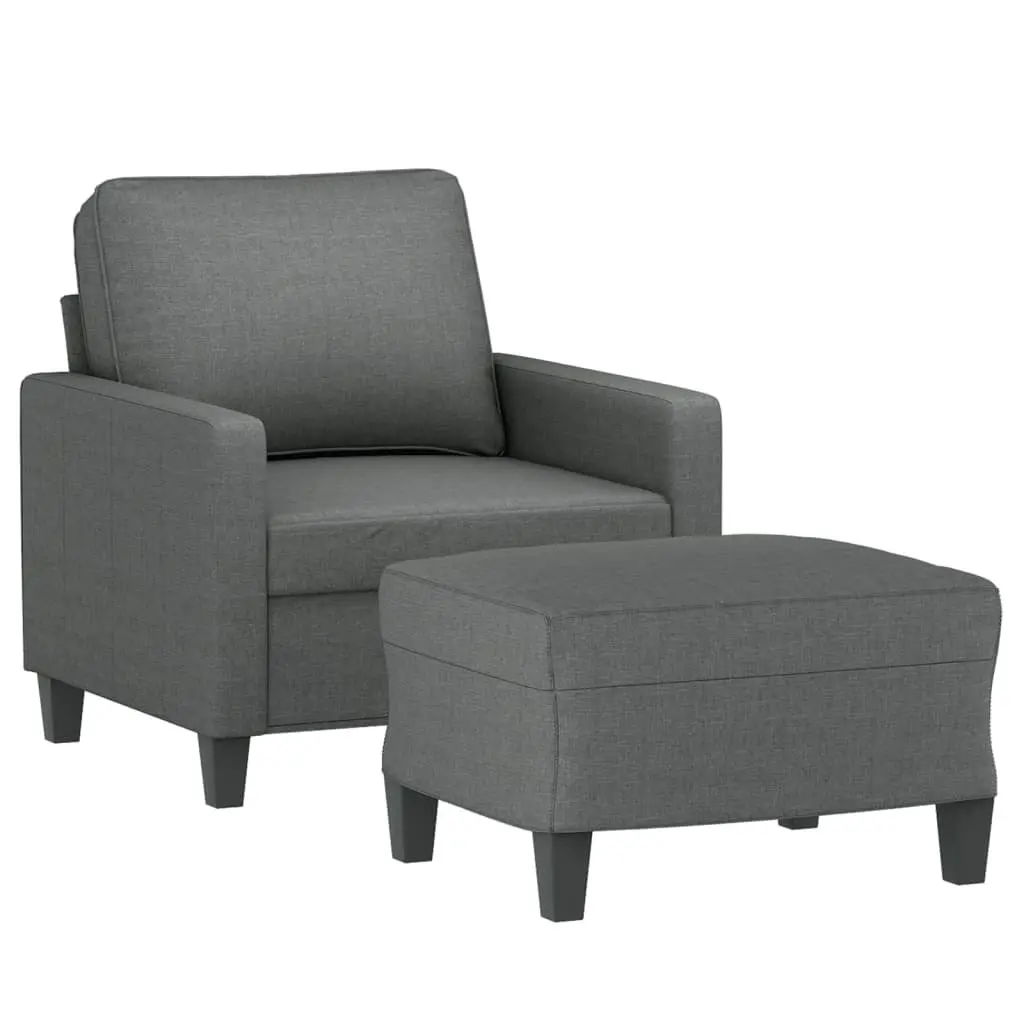 Grey Sofa Chair with Footstool for Relaxation