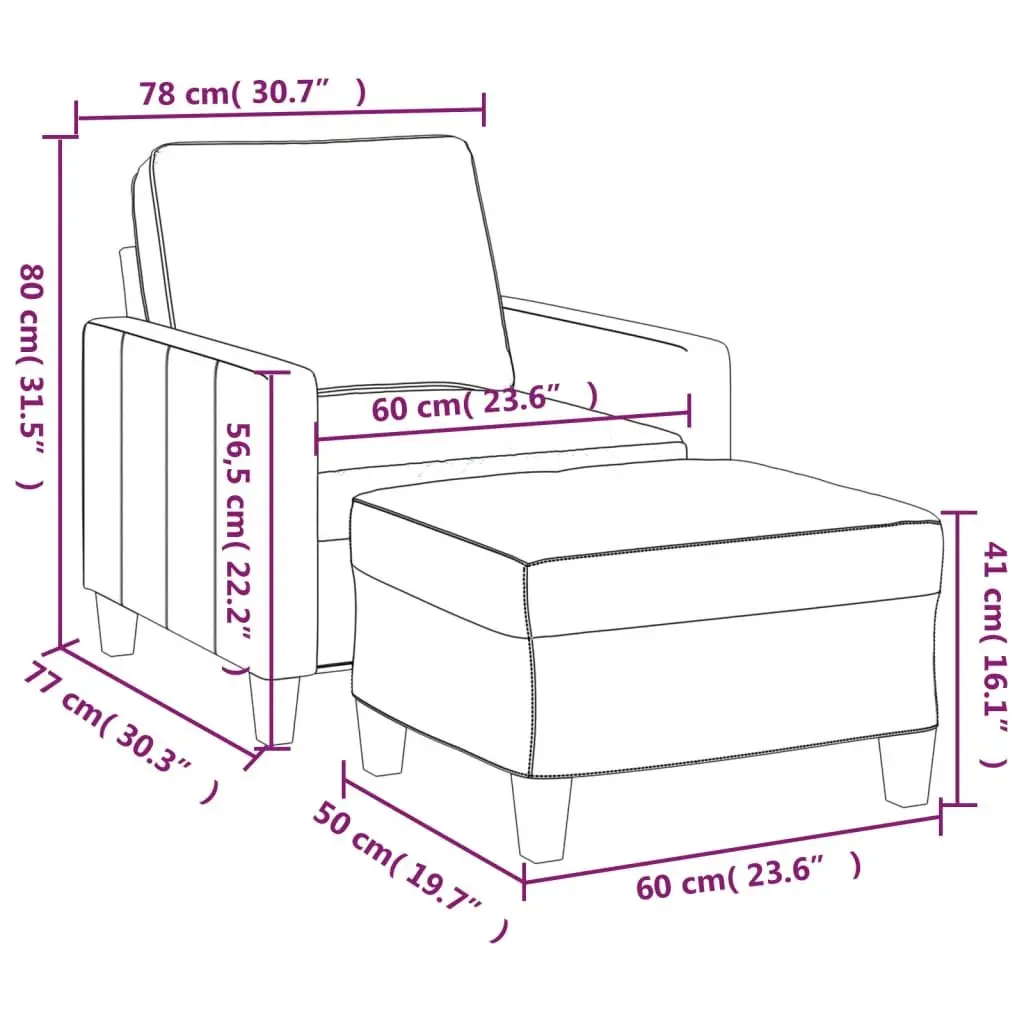 Grey Sofa Chair with Footstool for Relaxation