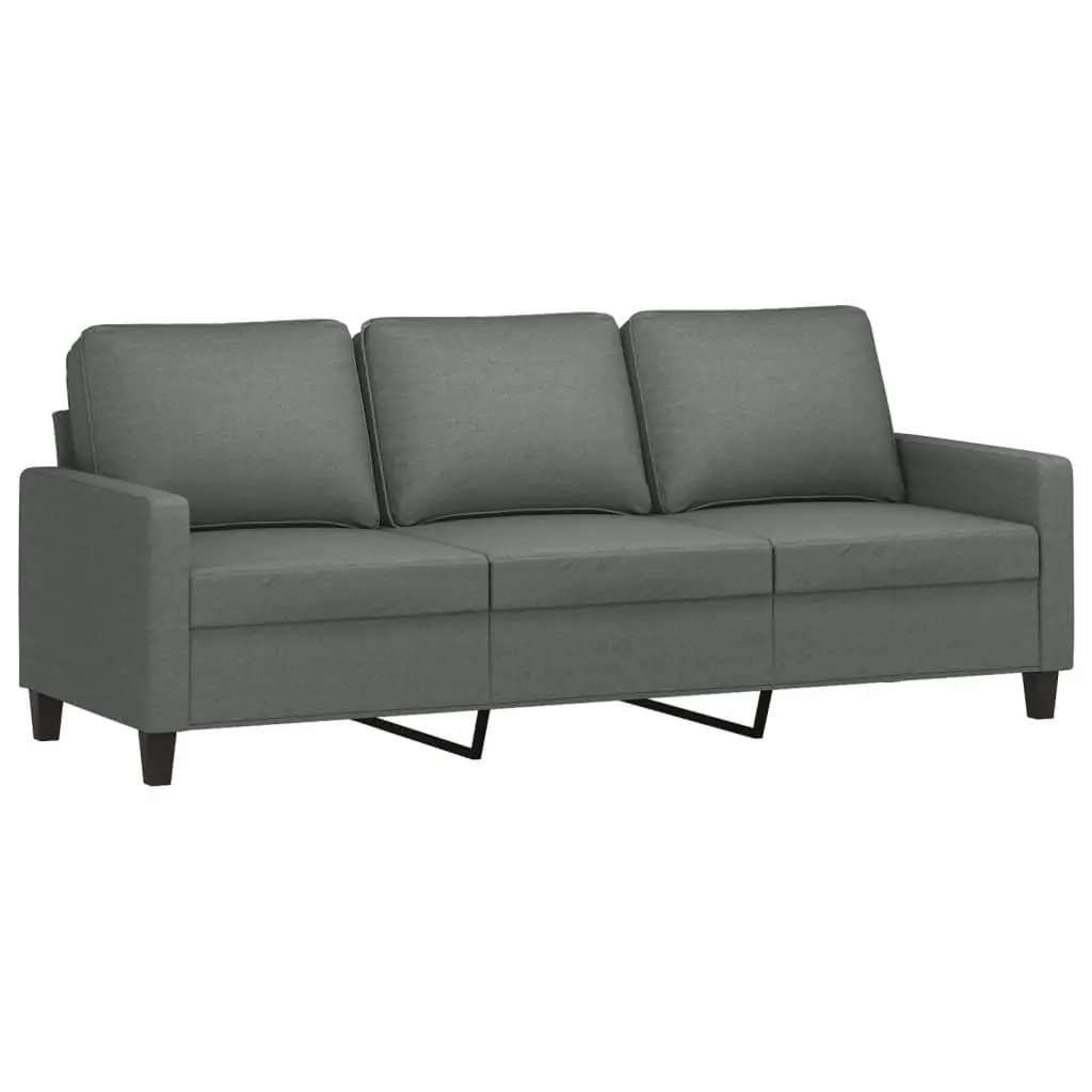 3-Seater Sofa Footstool Grey 180cm Living Room Lounge Couch Fabric Seat