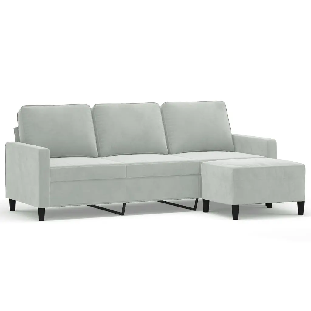 3-Seater Sofa Lounge Couch Velvet Grey 180cm
