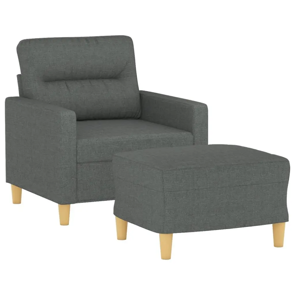 Grey Fabric Sofa Chair with Footstool
