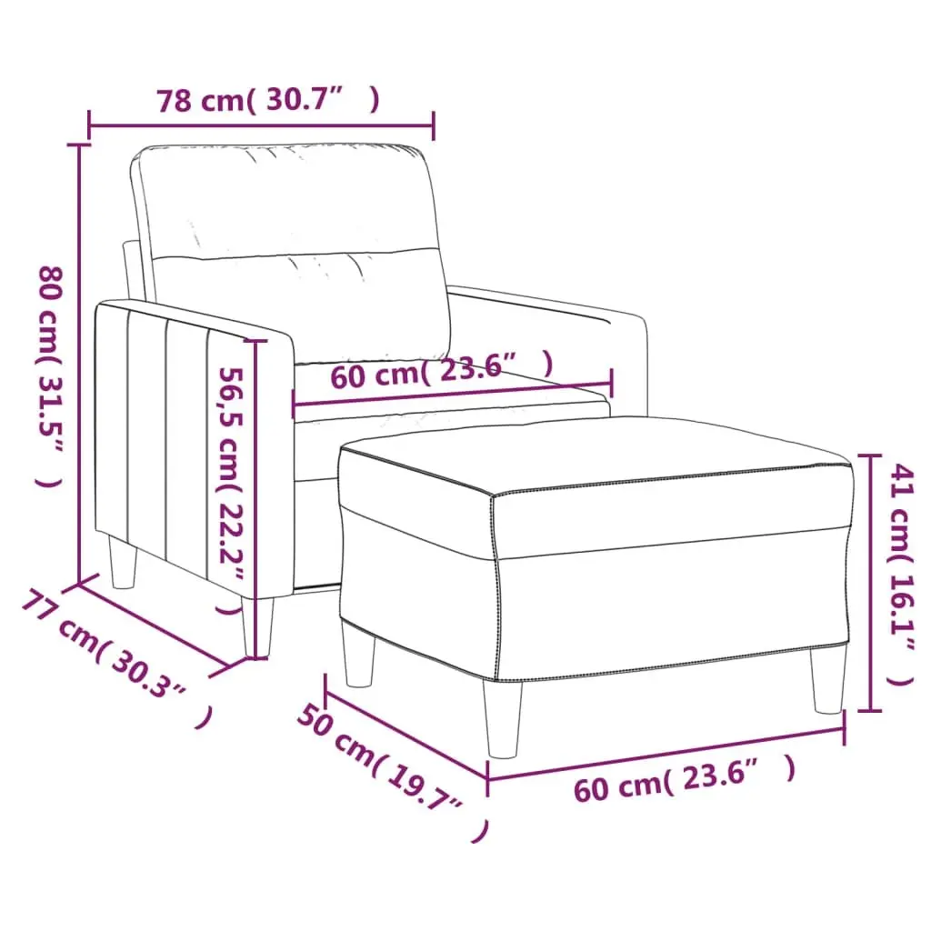 Grey Fabric Sofa Chair with Footstool