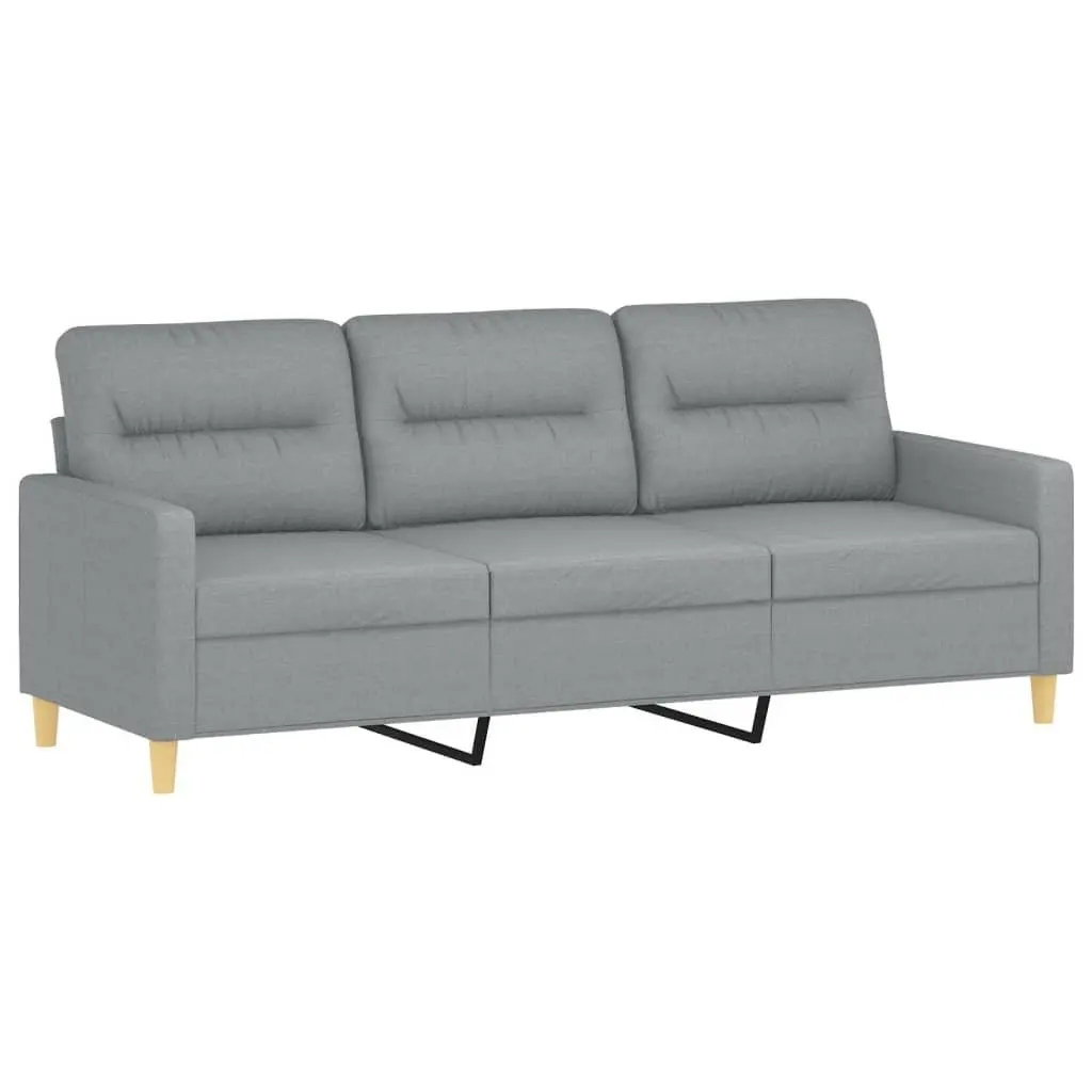 3-Seater Sofa Lounge Couch Light Grey 180cm Fabric with Footstool