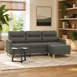 Reliable Grey 3-Seater Sofa with Footstool for Great Value