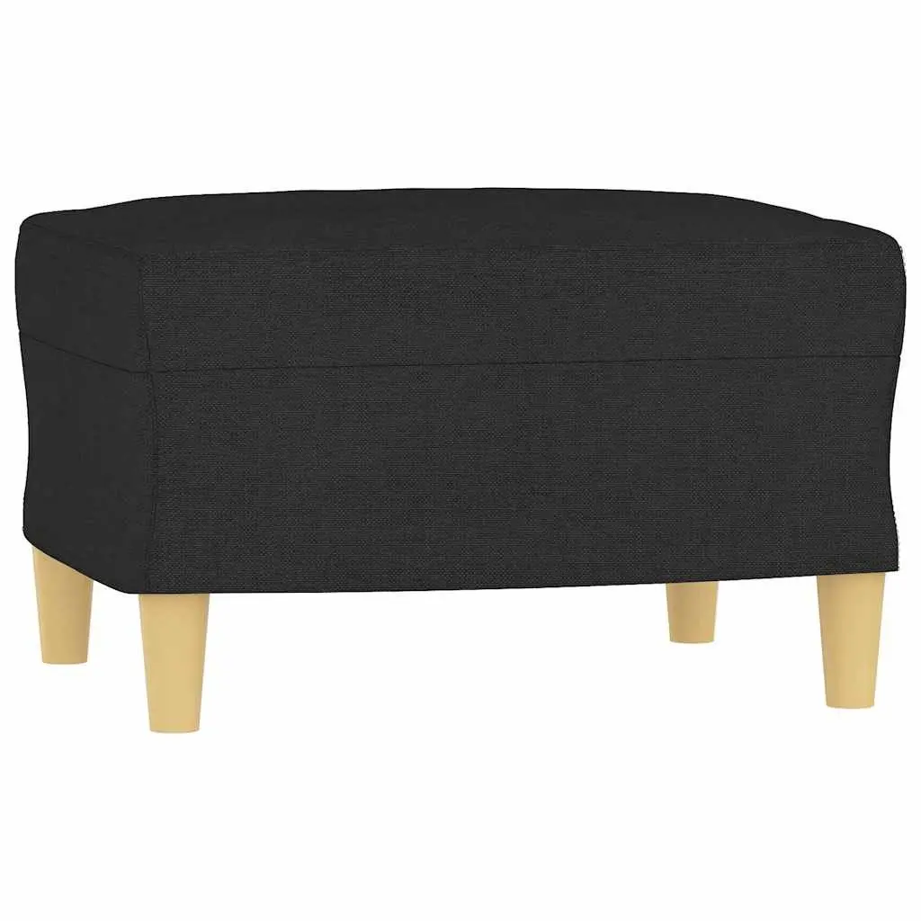 3-Seater Sofa with Footstool Black 180cm Fabric Lounge Couch Living Room