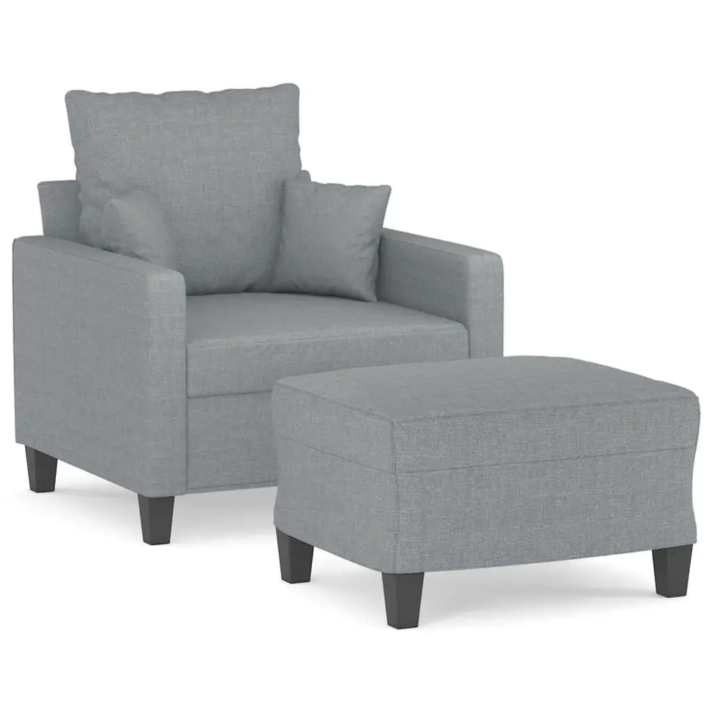 Grey Fabric Sofa Chair with Footstool