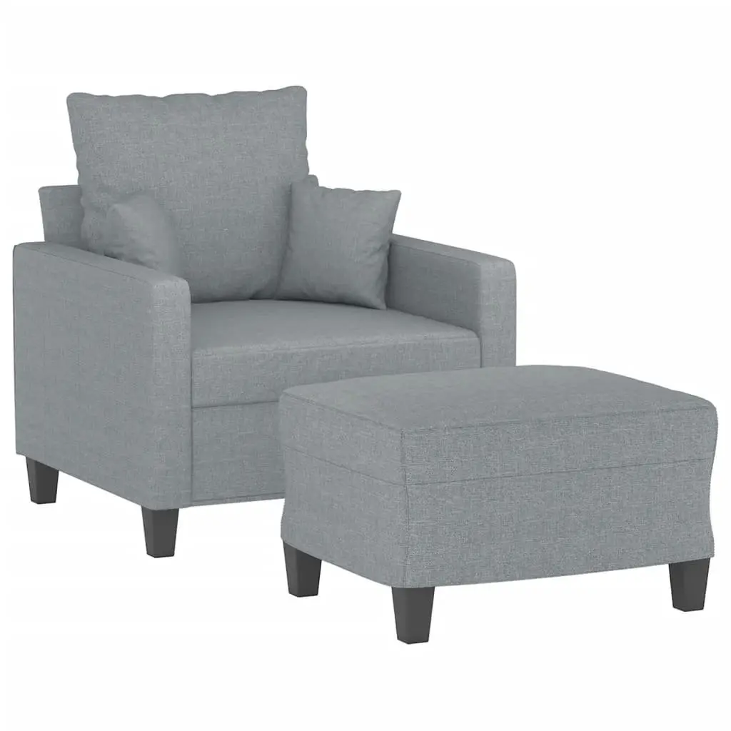 Grey Fabric Sofa Chair with Footstool